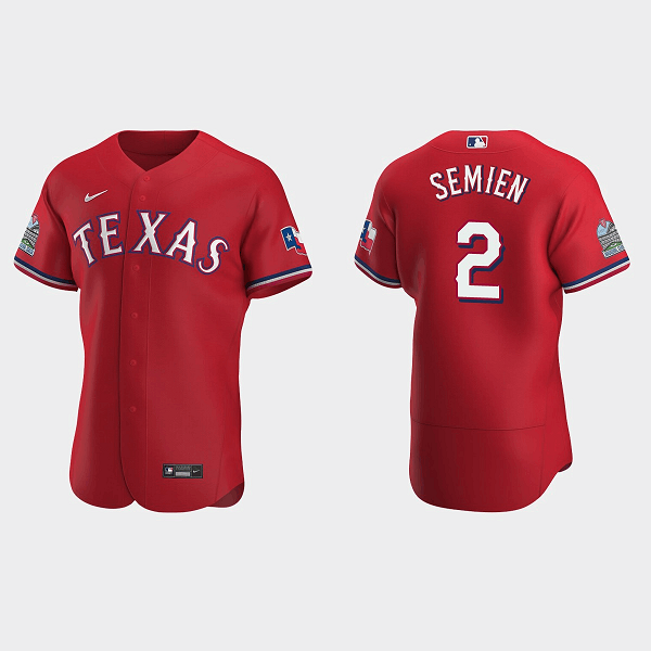 Men's Texas Rangers #2 Marcus Semien Red Flex Base Stitched Jersey Men's Texas Rangers #2 Marcus Semien Red Flex Base Stitched Jersey